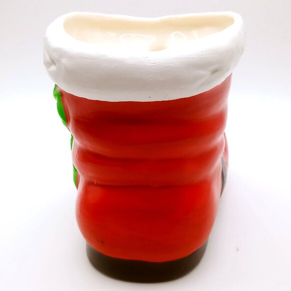 Vintage 1976 Christmas Santa Boot Planter Ceramic Hand Painted Decorative Shoe - Picture 4 of 12